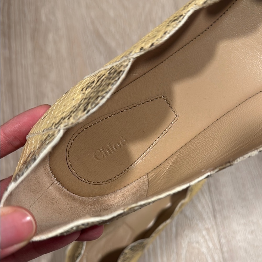 Chloe Buttery Yellow And Black Python Scalloped F… - image 5